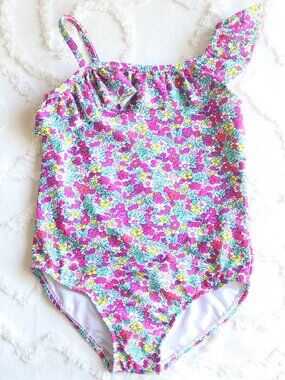 Carters | Floral Ruffle One Shoulder Asymmetrical Colorful One Piece NWOT 6X
